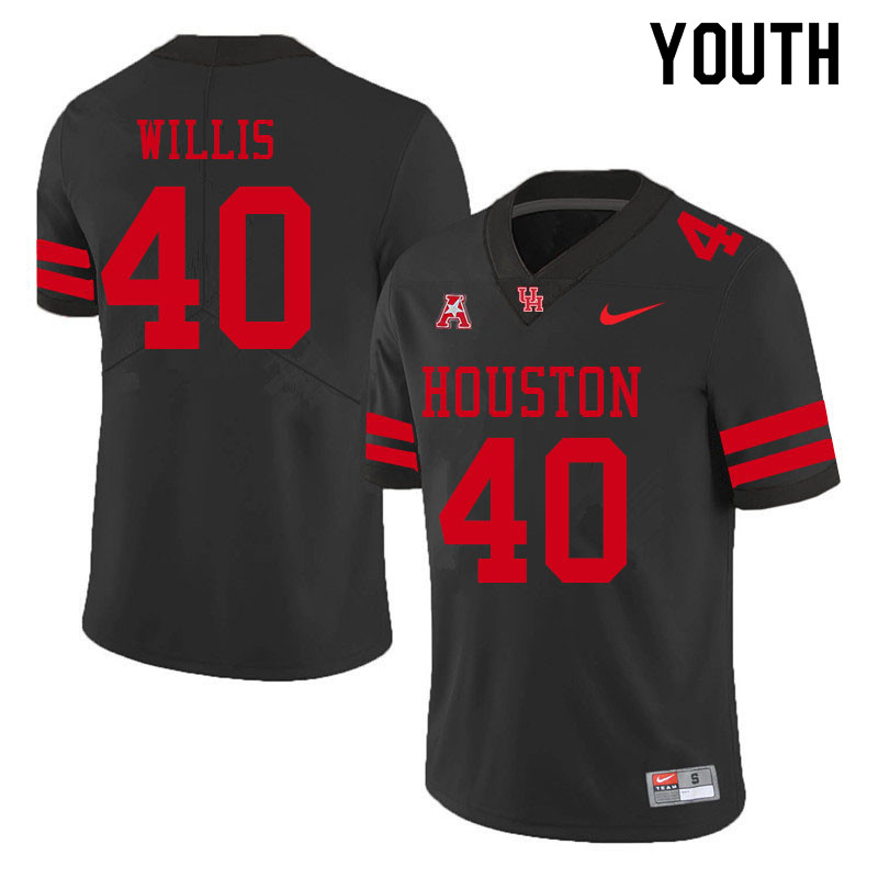 Youth #40 Aaron Willis Houston Cougars College Football Jerseys Sale-Black